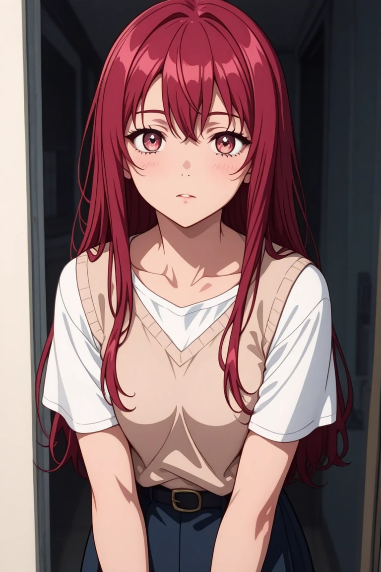 gran calidad ++ Extremely detailed high resolusionolution, very aesthetic, ojos expresivos, (((Cara perfecta))), (((face symmetrical))), ((good anatomy)), (((manos perfectas))), (((8k))), UHD, Fondo de pantalla HD, (((alta calidra detallada, (((((1girl)))))), solamente, Obra maestra, La mejor calidad, high resolusion, Altamente detallado, (illustration), hermosos ojos detallados, ((((cuerpo completo))), ((((irisviel von einzbern)))), (((fusion))), (((agglutination))), Combination, (((hembra madura))), (((Girl with characteristics of Shirou Emiya and irisviel von einzbern))), (((hombros estrechos))), (((cintura estrecha))), (((Red hair:1.5))), Cabello largo, ((((brown eyes1.5))), (((red shirt))), (((dress shirt))), (((((smile))))), (((enorme))), (((home))), (((kitchen))), (((preparing food))), (((gigantic breasts))), (((mature female))), Obra maestra, mejor calidad, ((Obra maestra)), ((mejor calidra descarrilado)), Parte superior del cuerpo, (((agglutination))), Pose con las manos en las caderaira la cara de la persona))), (((mirada cara a cara))),