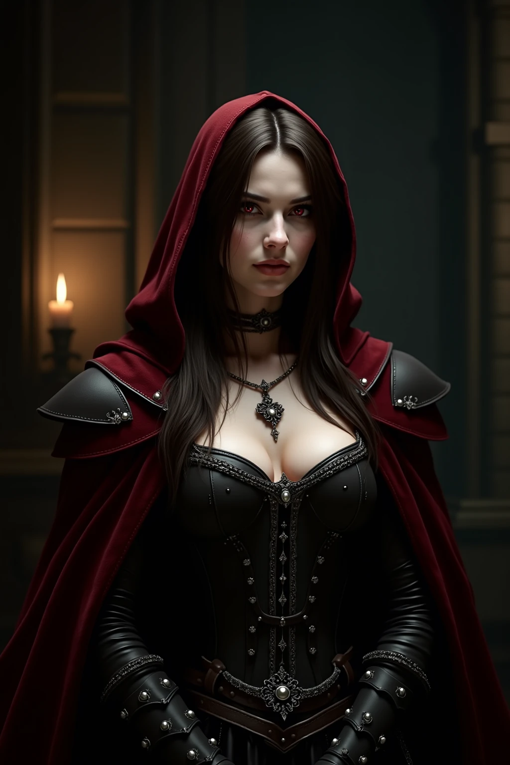 Serana from skyrim, Vampire, Red Outfit, Medium Haired, Curvy, Nonnude, Pretty, Hd, 4k, Nofail