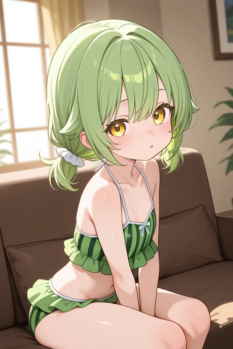 (((Highest quality,High resolution,Pixel perfect,Noise Reduction,Beautiful Anime,Smooth Skin,Glowing Skin,Soft Skin,Detailed face,1people,No text,No dialogue,No sound effects,No manga))),(((Sinon,Green Hair,short hair,Green Eyes,Hairpins in the bangs))),(((White super micro bikini,White knee-high socks,))),((front,Eyes meet,White bedroom,On all fours on the bed))