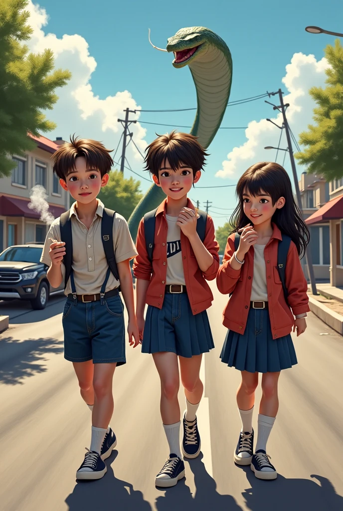 Boys and girls from the 90s in uniform