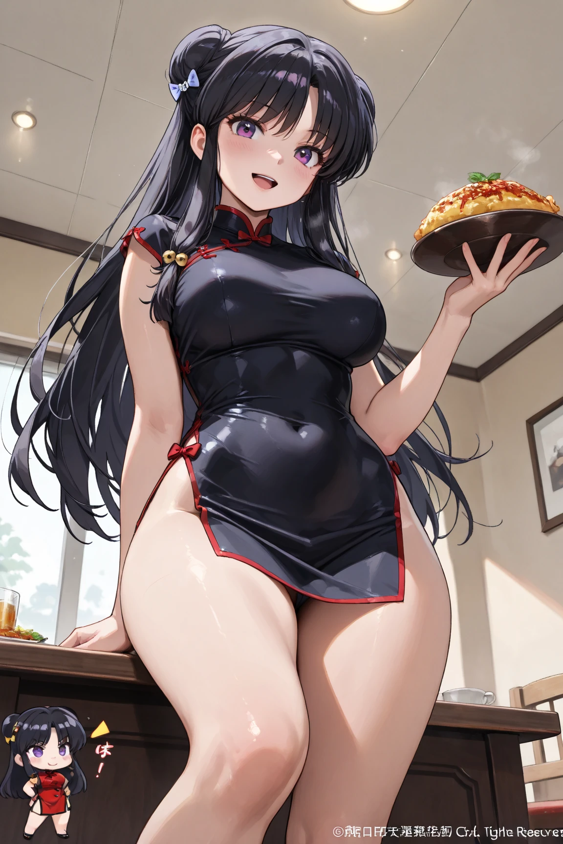 One Woman、Many people々々、男はpantiesをのぞいている、beauty、Chinese style uniform、Chinese Restaurant、Large number of guests、Lewd store clerk、Restaurant clerk、Age 25、Looking down at the viewer, ponytail, Highest quality, Focus on the thighs, smile,panties、Plump thighs、Big Boobs、Big Ass、Big Ass 、 Black Hair,My thighs are steaming between my legs 、Sweaty pantyhose、パンストの下のpanties、Angle from directly below、Waiting for food、apron、Triangle scarf、Carrying tableware、Entice guests、Spread your legs、The customer is staring at her ass、My butt is being grabbed、Acme convulsions、Obscene sound effects、Naughty sound effects