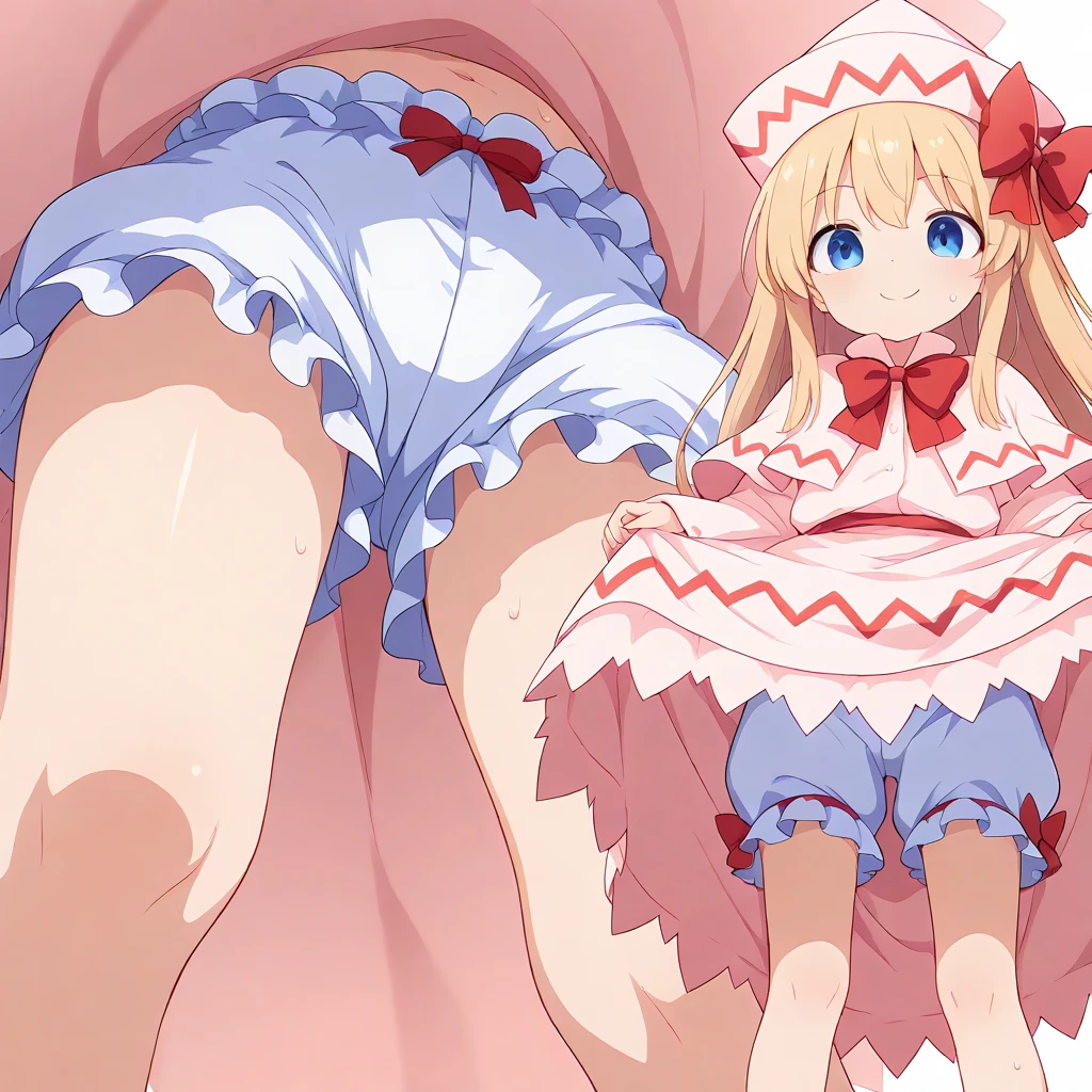 Cowboy Shots、Philo、One girl、solo、Blonde Hair、Shy、Mouth closed、Flat Chest、Are thin、he is short、White Wings、White Dress、Blue ribbon、Long Hair、blue eyes、Watching the viewer、Parted bangs、crouching、(From below:1.5)、(Roll up your skirt:1.5)、((Grab the skirt:1.3))、(Panty shot:1.3)、No panties、Highest quality、Best image quality、Perfect Anatomy、masterpiece、Super detailed、beautiful、super quality、Highest quality、High resolution、Super detailed、Game CG、Dutch Angle、Beautifully detailed eyes、Visual Arts、Black Pantyhose、、(((Embarrassment)))、(vagina:1.5)、Five Fingers、Perfect hands(Schoolgirl uniform、Pleated mini skirt)、Open your mouth、Hold two VR controllers、Sitting on the floor、Knees up、Knees to chest、Spread leg pose、(White cotton panties)、Cameltoe、In the room、barefoot、Bare legs、((Showing off your crotch、Showing off panties))、Sitting on the floor、Putting your nipples in your clothes、