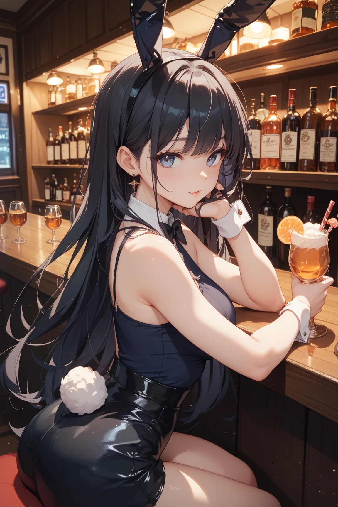 beautiful, (masterpiece), (best quality), perfect eyes, perfect face, perfect lighting, Character: Marin Kitagawa, BREAK, Clothing:  black choker, lockers lining the walls, 

BREAK, 
Action: (((Clinging to someone in a sweet way))), while drinking alcohol、

location: Night lounge、

sc1, couch, scenery, table, indoors, night sky, low_light, depth of field, from from side, sitting,, ultra detailed, masterpiece, best quality, aesthetic, detailed, The hostess who sits next to you and serves you、

One Girl、((Fishnet tights))、Platform leather shoes、
