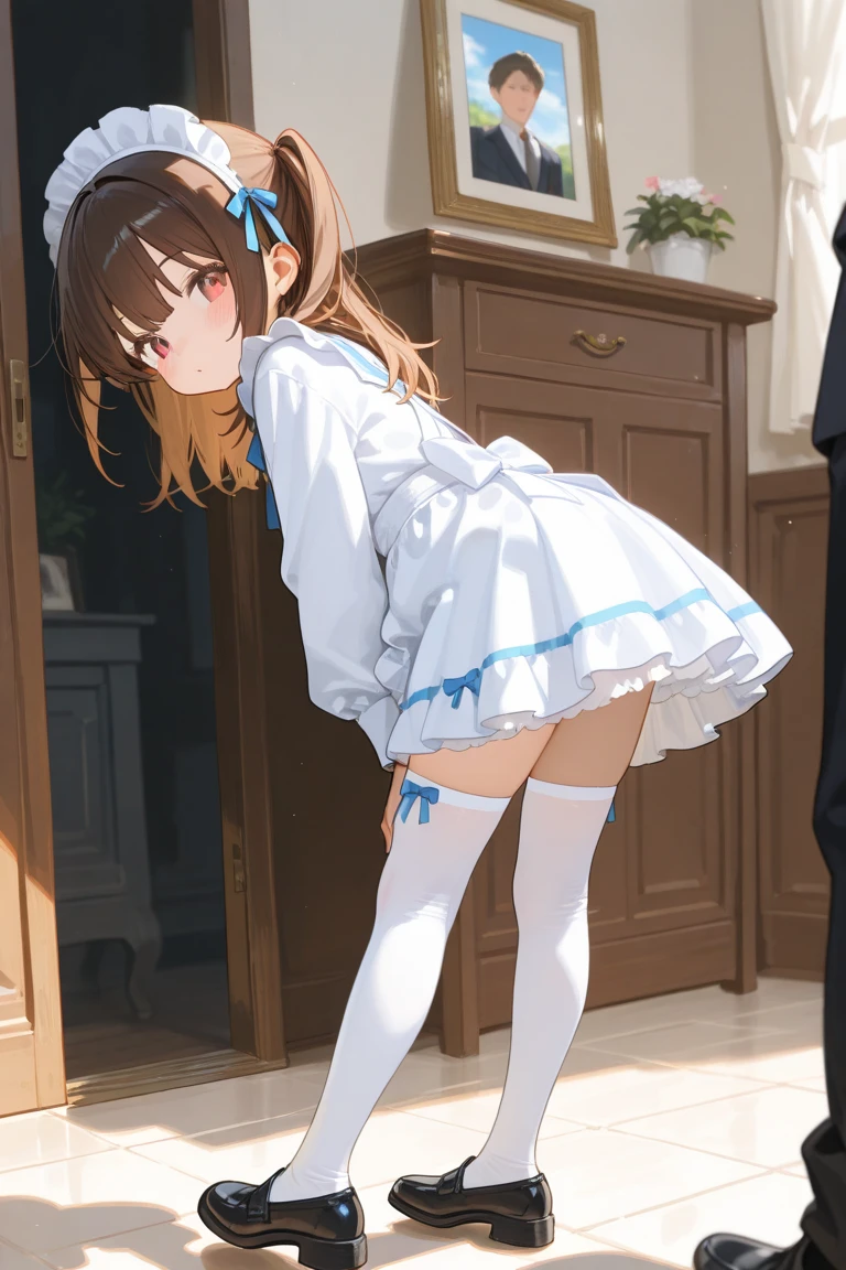 muste piece,masterpiece,highest quality,Super detailed,High resolution,High resolution,8K Portrait,Unity,High definition CG of 8k wallpaper,unity 8k wallpaper,cute type,little:1.5,Lori:1.5,Highly detailed CG unity 8k wallpaper,Realistic,real person,cute type,little,portrait photography,shiny skin,High definition,(10 years old:1.2),(1 girl),beautiful clear eyes,extremely detailed description,delicate face,nice lips,slender body,thin legs, (corridor:1.6),cute type,perfect face,seriously,(blush:1.5),((cute:1.5)),(Brown Bob Hair:1.2),((small breasts:1.3)),(Maid clothes:1.5),clothes lift:1.5)),(I have nipples:1.2)、detailed explanation,vagina,Show vagina,(spreadlegs),spread、Climax in vagina:1.8)),asshole big anus:1.4)), detailed explanation vagina,Show butthole、anguish, blush:1.5, looking back:1.5, (open anus:1.6),Looking back 1.5))、