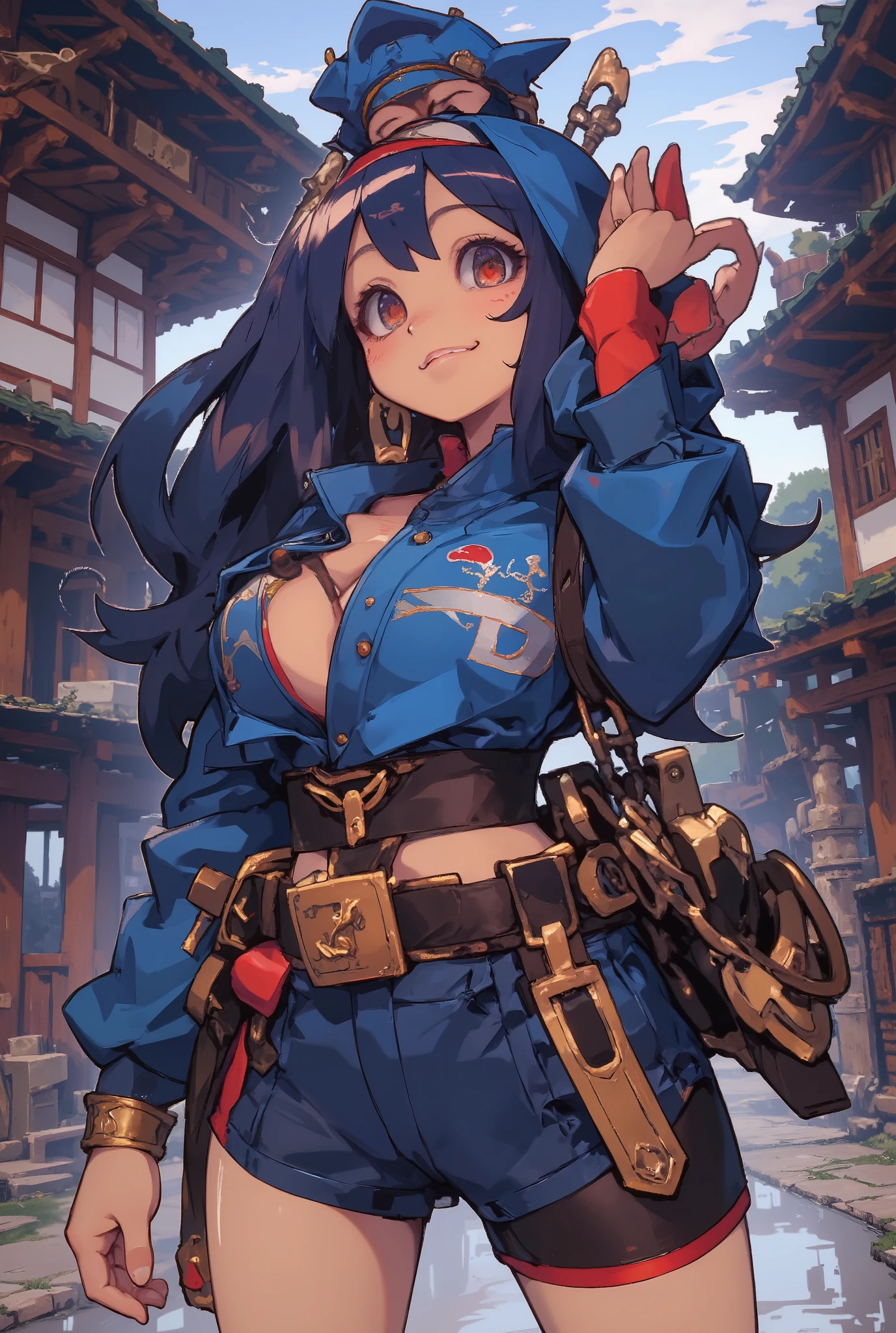 (obra-prima:1.4), (qualidade superior:1.3), (ultra detalhado:1.2), ((1 garota ninja)), ((adorable shy pose)), ((Cute embarrassed expression)), ((charming shy smile)), ((scratching head gesture)), ((long flowing blue hair)), ((revealing short ninja top)), ((slim-fitting ultra-short ninja shorts)), ((ninja belt with pockets)), ((traditional ninja sandals)), ((firm natural breasts:1.2)), ((delicate thin waist )), ((harmonious wide hips)), ((feminine shapely legs)), ((pele suave perfeita)), ((ideal feminine proportions:1.3)), ((soft natural curves)), ((ninja band on forehead)), ((ornate ninja details)), ((dramatic soft lighting)), ((romantic ninja atmosphere)), ((traditional Japanese bottom)), ((feminine ninja elements)), ((graceful dynamic pose)), detailed anime style, soft lighting, ninja aesthetic