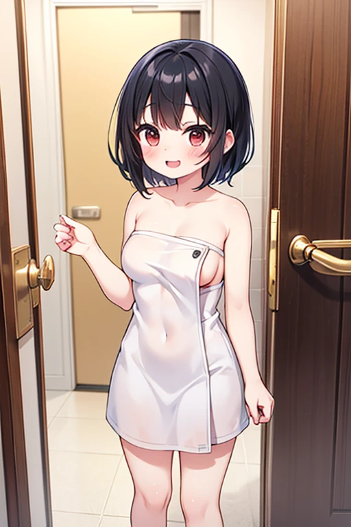 One woman, blush, Open your mouth, Short Hair, Black Hair, Feel Small Breasts Pubic Hair 8k, Very detailed, 16k, (naked), Inside the convenience store, there are men around