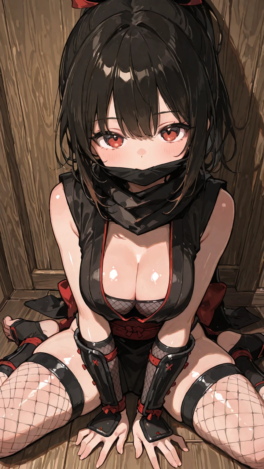 Straight black hair, (((Dark Skin))), ((Latin)), Purple Iris, Delicate eyes, Delicate face、(((Sweating with aphrodisiac、The aphrodisiac circulates throughout the body、On the brink of climax)))、White mesh top、Torn mesh、Mesh bottom、Subtly erotic、See-through with sweat、(((capture d ninja、Bound Ninja、Full body bondage、ロープによるConstraints、Constraints、Kneel、Hands tied behind back、Gagged with cloth、Iron Collar)))