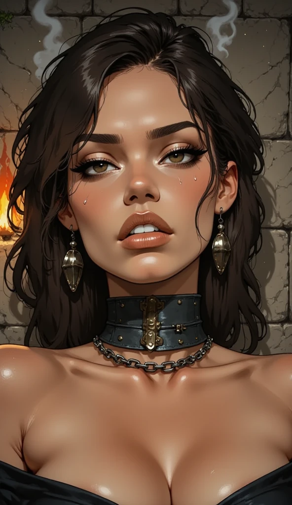 (best quality, hyperdetailed photography:1.2), beautiful lady, freckles,dark makeup, soft light, massive perfect breast,head and breast portrait, cover, snoopy breasts, tanned skin, detailed skin texture,(detailed beautiful face, detail skin texture, ultra-detailed body:1.1) sexy vampire girl,