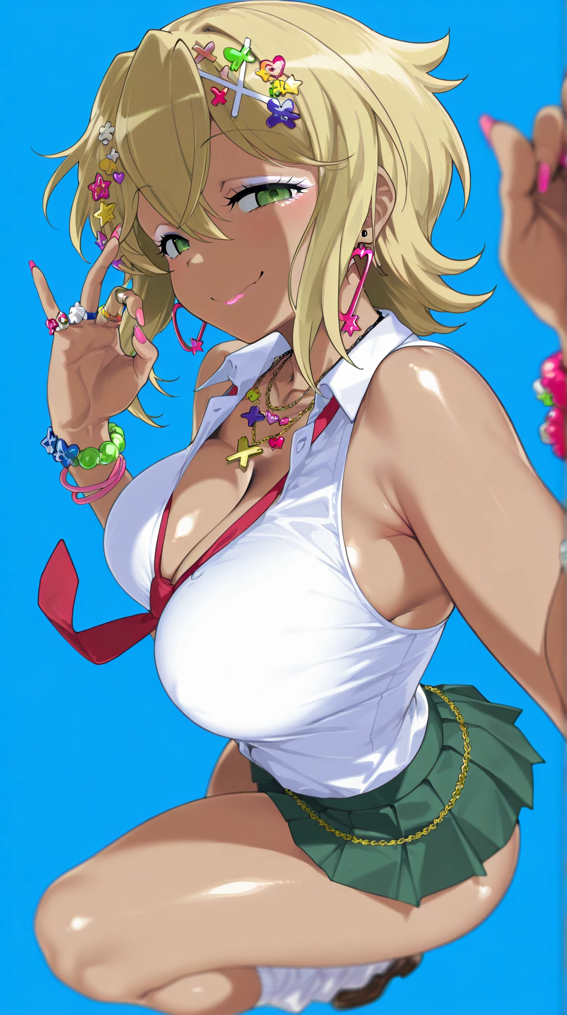 (((Actual Photos,High resolution, 8kHighest quality))),Very detailedな CG Unity 8k 壁紙, Highest quality, Very detailed, Tabletop, Realistic,Very detailedなMature Woman,Mature Woman, ((Huge breasts))Big cleavage ,Big Ass,Big Ass,Thick thighs,Saggy breasts,Tight waist,Wide Hips,(((Off-the-shoulder bikini top:1.2)))、 (Apron Golf Mini Skirt) , (Wearing golf gloves),Wear a sun visor, Beautiful Eyes, ((The shape of the nipples is visible even through clothing))、Realistic female hands、audience, blush,A light smile, Lips parted, Cowboy Shot、 Tight golf wear、Hold your tongue up firmly、Muchimuchi Body,Hard nipples,Nipples are visible,(((ボタンが閉まらないほどHuge breasts)))、Thick thighs、(One Woman)、Tight mini skirt,(((Off-the-shoulder bikini top)))、Big Breasts、Long legs,Knee-high boots、(((Random Pause)))、Golf course、(Full body photo),Golf Tournament、Vulgar female professional golfer, 、(((Gold Necklace:1.4)))、(((Gold jeweled stone gal belt:1.4))),(((Blonde、Black tanned skin、Brown Skin:1.2)))