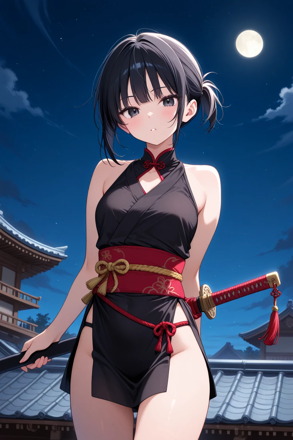 a 20 yo, Low angle portrait, seen from back, (yakuza girl soaking on onsen in the lost city), look at viewer, detailed face, beautiful detailed lips, exposed her shoulder, (show intricate detailed and vibrant dragon tattoo on back body).