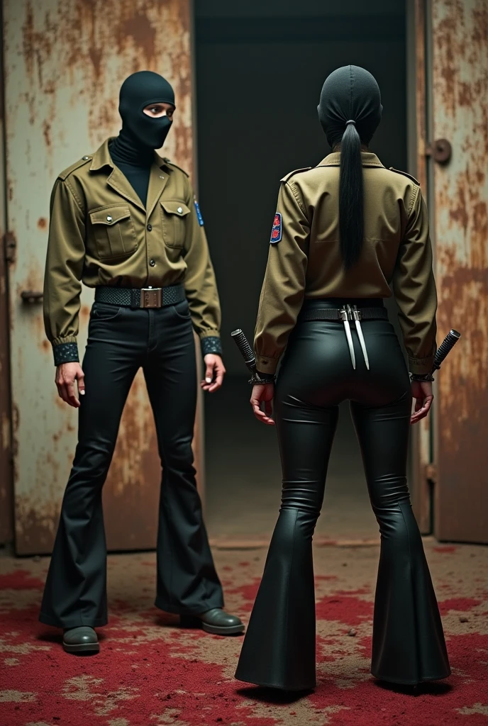 2boy, SWAT fighter, balaclava, teenage males in sex, sex, full body view, bottomless, hard sex