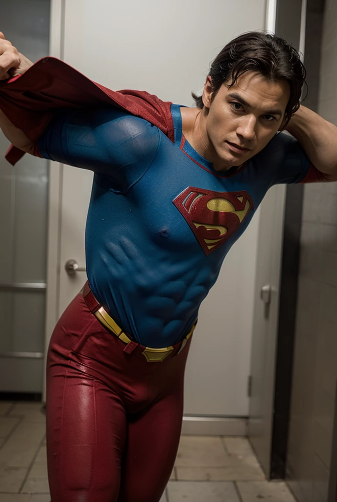 Superman with big erect penis