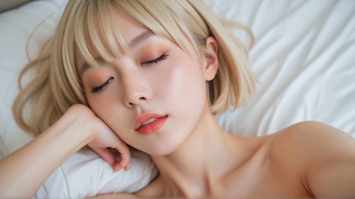 {best quality}, {{masterpiece}}, {highres}, extremely detailed CG, extremely detailed 8K wallpaper, extremely detailed character, solo, sharp focus, {{sleeping in bed:1.6}}, (photorealistic:2),{{{character({{{a girl}}}, {{{{{{loli}}}}}}, beautiful detailed eyes, light blue eyes)}}}, ((18 years old)),highly detailed eyes, highly detailed face,small areola, 1 girl, solo, gawr gura, gura, shark girl, tail, shark tail, sharp teeth, ((white hair, multicolored hair, petite, hair ornament)),<lora:koreanDollLikeness_v15:0.6>, <lora:virtualYoutuberGawr_ggV1:0.4>, (bedroom:1.5), (looking at viewer:1.5), <lora:oversizedShirt_v10:0.5>, (oversized shirt), (white shirt:1.7), (off shoulder:1.9), (sleeping:1.6), (head on pillow:1.8), (raised arms:1.5), (body on bed:1.3), (dark room)