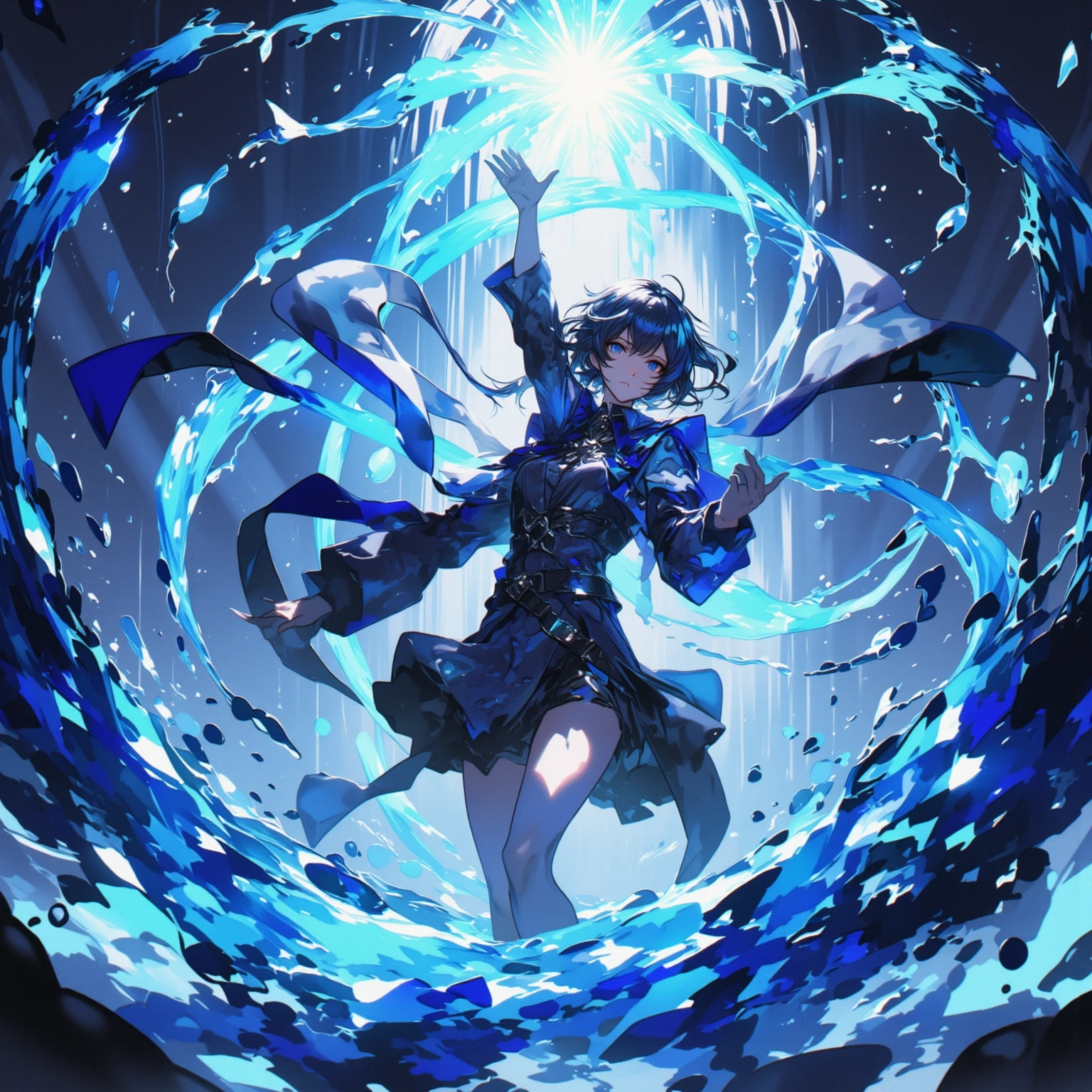 ((masterpiece, best quality)), Delicate face，goddess，cloud顶天宫，cloud，躺在cloud上，whole body，Long legs，dark skin，Perfect body proportions，Short hair handsome，Beautiful pale blue eyes，Fantasy style，Extremely beautiful，Pure white background，transparent，sexly，Fishnet stockings，chain