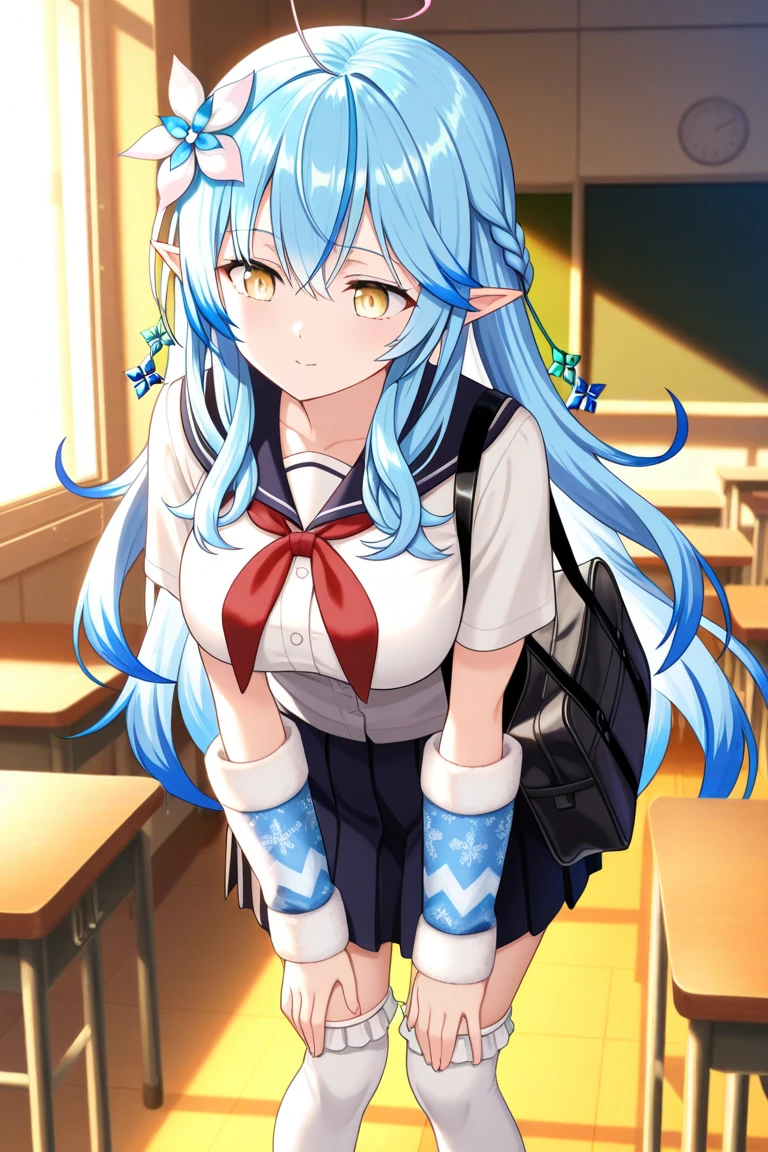 【Top image quality】Kawaii Girl　Light blue long hair、Twin-tailed、in woods　Forest creatures　Eared rabbit　bare-legged　Cute Leotard Costume、　White panty、rabbitears　shortsleeves　A charming smile　There are also rabbits