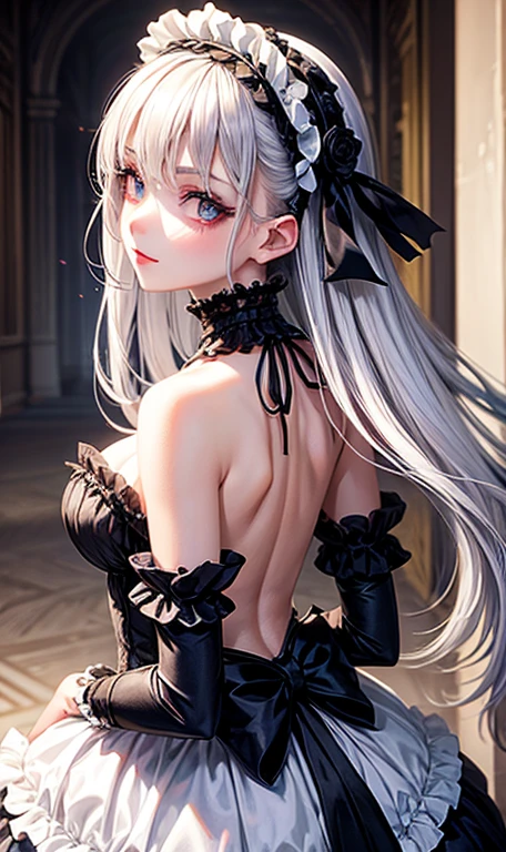  A 2 gothic punk goth girl, perfect face, beautiful Asian woman with long White hair in curls and coils, very cute and           beautiful girl, (highly detailed beautiful face), high detailed fingers, (Deep Purple corset with detailed frills), detailed face,
]cowboy shot, looking at viewer, Standing, white panties. intricate details, cinematic scene, detailed background, solo, dynamic angle,  ((beautiful big blue eyes looking down at the viewer, black shiny lipstick, perfect Asian goth cyber makeup)) double d breast, detailed cute face, white hair, gothic punk fashion, highly detailed gothic fashion, short skirt, heavy make up,),(dark black lipstick), size, Backlight effect, lens flare, depth of fields, blurry background, Detailedface,1 girl, Detailed eyes, ,(thigh up shot image :1.5), Black gloves