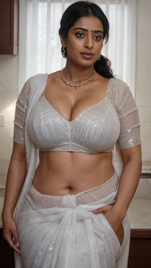 Indian resmi R Nair working masterpiece, best quality, ultra-detailed, (warm hue, warm tone: 1.2), wearing satin Hook blouse
, 20 years old, (chubby cheeks:1.1),arms crossed in front of her (curvy body:1.2), (bindi), An Indian beauty, charismatic, light Indian- skin, view the viewer, naughty smile, Indian village,big chest big breasts fat Chubby front doggy down big  Cleavage Village light, side lighting, ultra high resolution, best shadow, RAW, seductive look, 4k