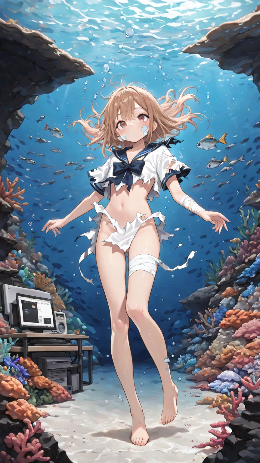 (8k、RAW photo、highest quality、masterpiece:1.2)、(real、photorealistic:1.2)、(ultra high resolution)、(Super detailed)、disorganized、master piece、(portrait of a girl)、(Completely naked:1.5)、(detailed facial features)、(detailed shiny eyes)、Beautiful 18 year old woman:1.4、(Completely naked、not wearing anything、nothing attached)、(camel toe、camel toe、vulva:1.4)、(full nude:1.5)、perfect golden ratio face、perfect lighting、perfect composition、perfect big eyes、perfect skin、Anatomically perfect skeleton、perfect fingers、small but perfectly shaped breasts、small breasts、Silky platinum blonde hair、Soaked and see-through(camel toe、pink nipples)、small firm chest、Breasts that don't sag、The cleavage is not open、My body is soaking wet、medium straight hair、smile、thin pelvis、thin legs、脚の間から見えるbackground、legs open、photon mapping、professional lighting、strobe、Photographed using a reflex board、shining white skin、Hands are on the sides or behind the body、background:rapids deep in the mountains、very clear river water、There are many huge rocks、