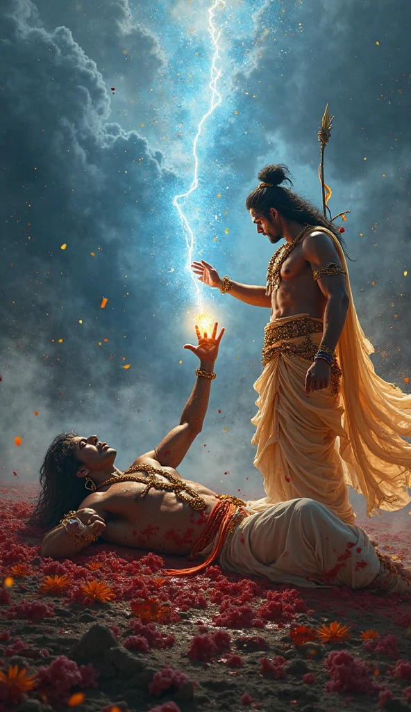 क्रोध में आकर भृगु ऋषि शेषनाग पर सोया हुआ भगवान विष्णु के छाती पर लात मारे generate image