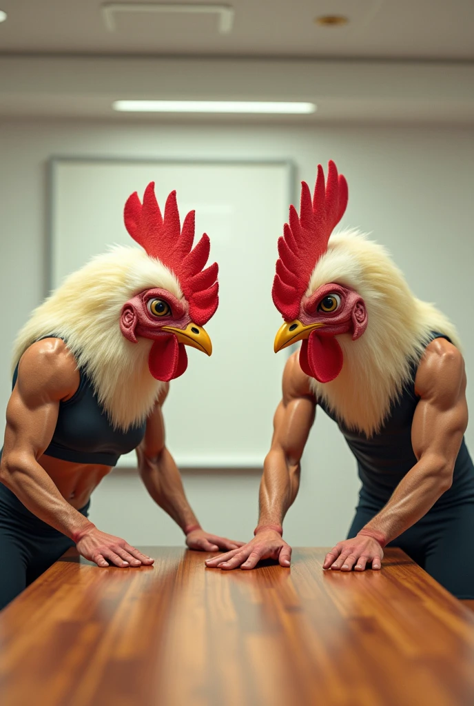 Chickens in the gym with anabolic needles