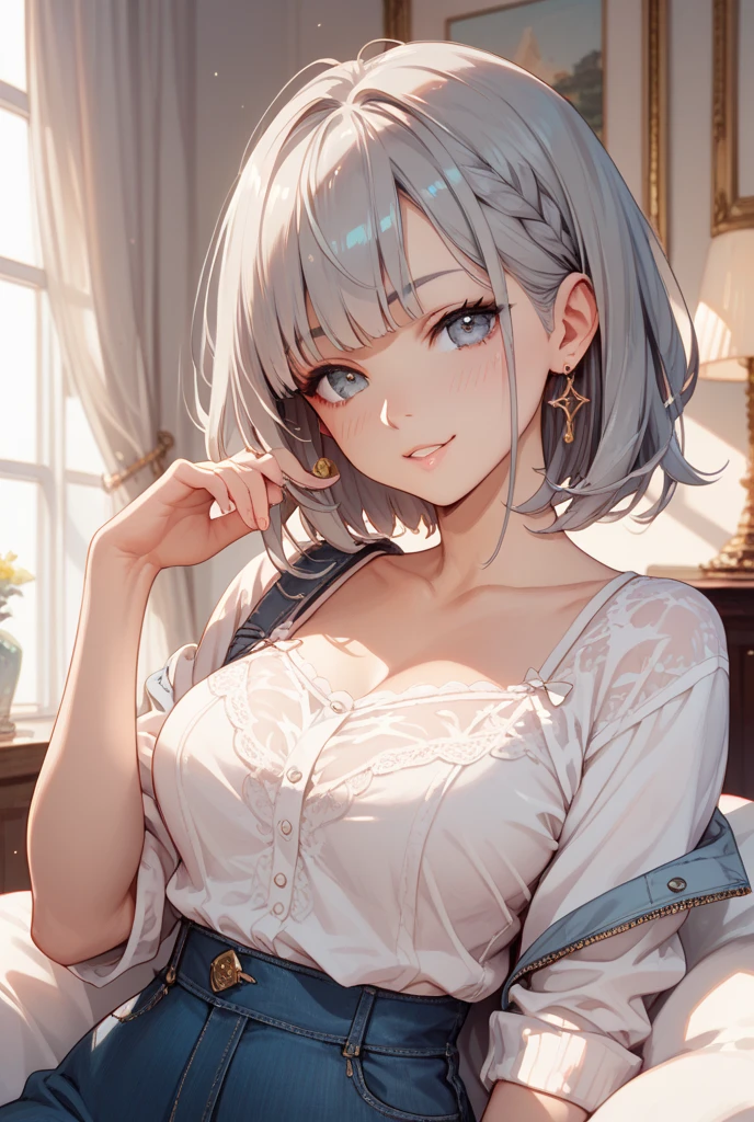 lovely looking baby. She has soft, pink skin, with large blue eyes that reflect an innate curiosity. Her hair is platinum blonde and silky.