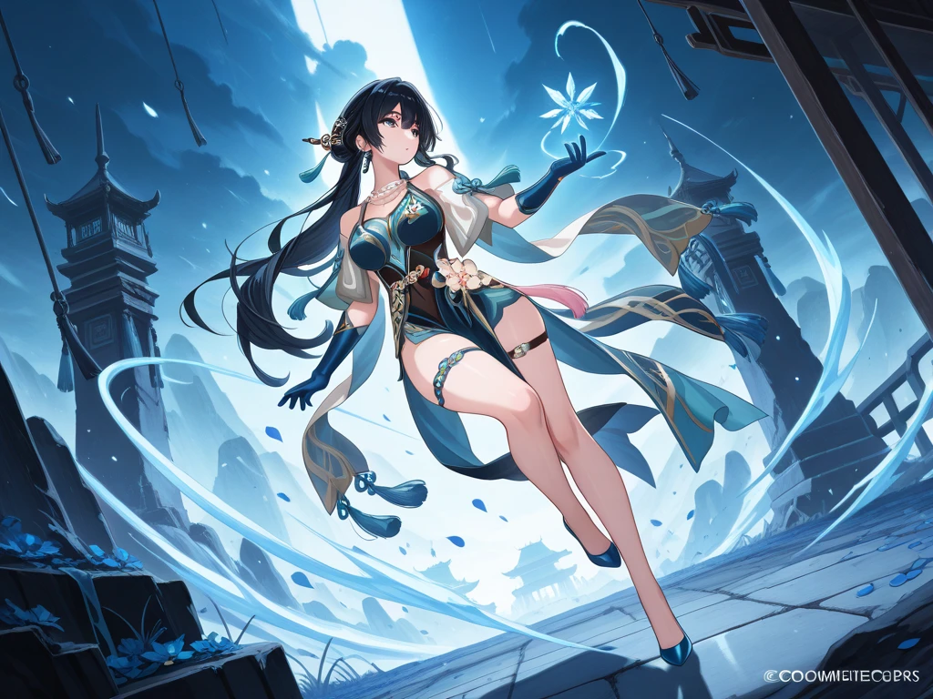 (​masterpiece、top-quality、top-quality、Official art、Beautifully Aesthetic:1.2)、(1girl in:1.3)、ighly detailed、(Fractal Art:1.2)、colourfull、highestdetailed、(Zentangle:1.2)、(Dynamic Pause) 、（Abstract background：1.5）、（Traditional dress：1.2）、（shinny skin）、（Many colors：1.4）、