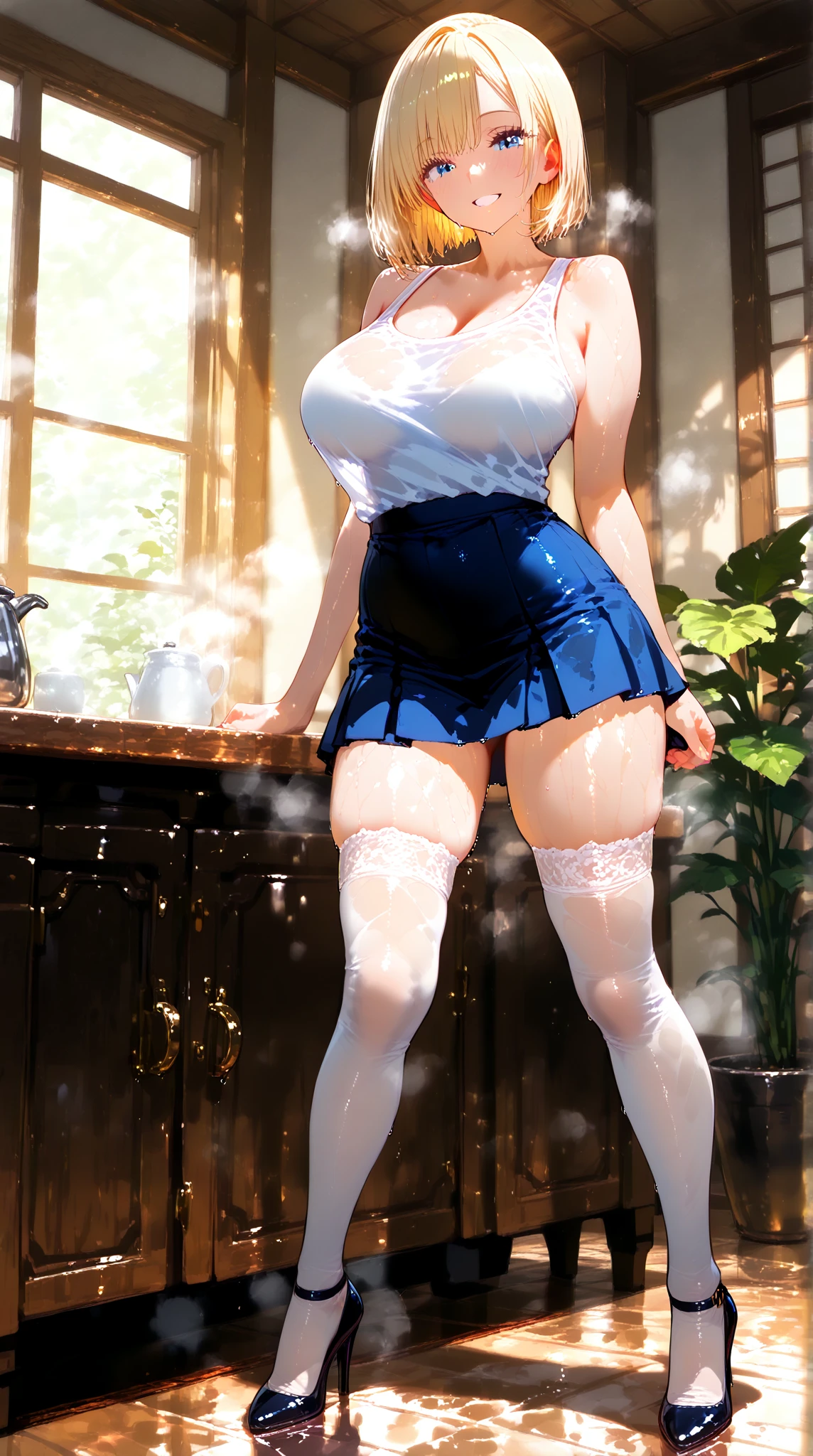 woman，Standing pose with full body，Exaggerated Action，White underwear，White tong，White short hair，Pale skin、Pale skin、 detailed脸，Fewer decorations，Multiple expressions，Very detailed，White transparent underwear，White transparent underwear，Perfect body，Big boobs、prettyeyes，Random Hairstyle，较Big boobs，Full view，Color All，Eye detail enhancement，Volume View，White sandals， Uniformity，Meiji、End of breast，Meiji、End of breast，End of breast，terminal、beautiful女人，Natural conditions，Perfect hands、Maximum resolution、quality、Maximum resolution、quality、（masterpiece）、The face is particularly detailed、The original person、完美而beautiful照明、Best colorful、beautiful、detailed、Ultra-high resolution、Lots of natural light and optimal color tones、In-depth characterization（quality、Extremely fine details：1.4）