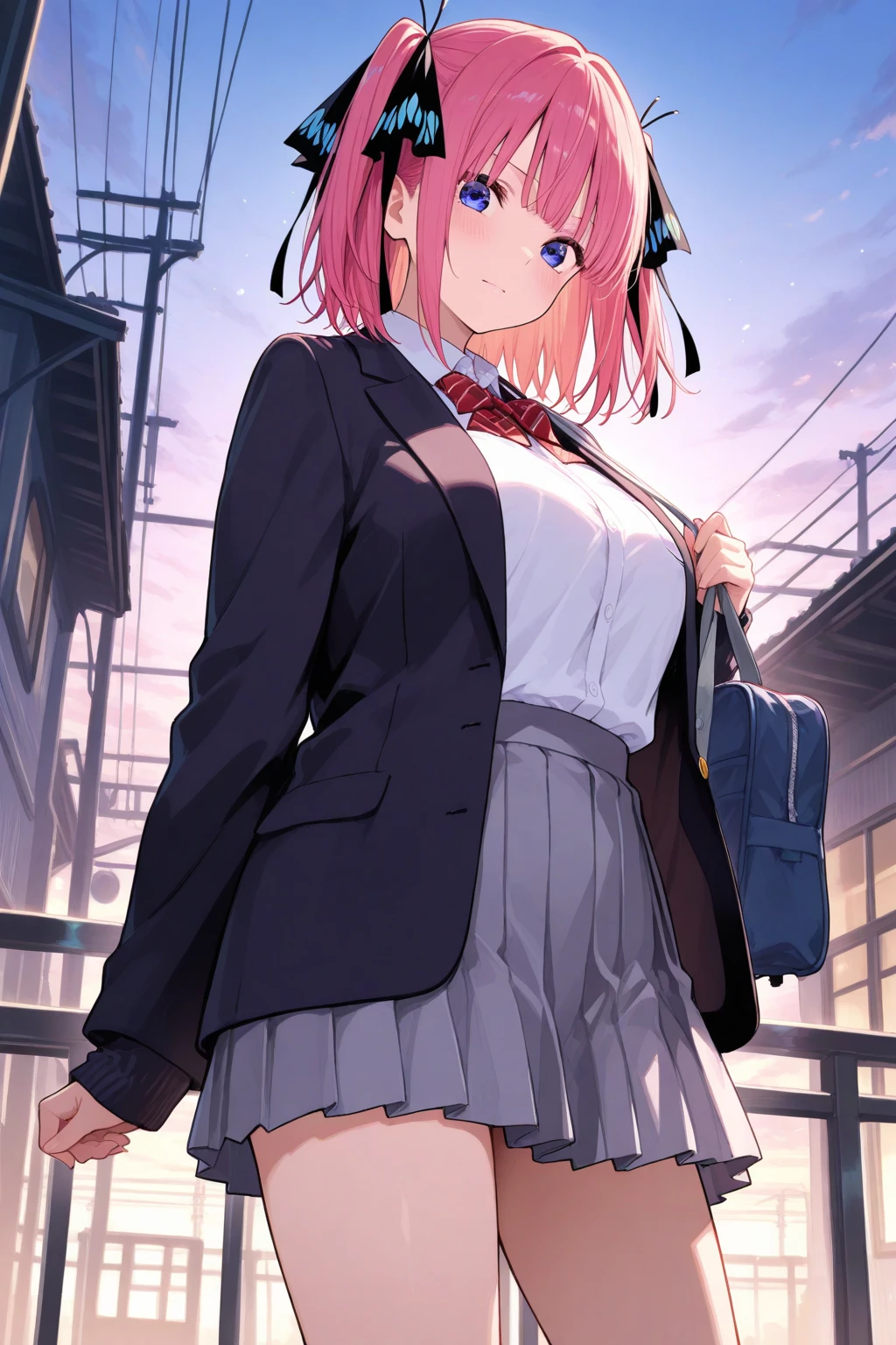 (hentai:1.2), (ideal:1.1), (perfection:1.1), (highest quality:1.2), (best quality:1.2), hentai style, (alley:1.1), 1girl, (sexy body:1.1), (evil smirk:1.1), (loli:0.9), slutty, (school uniform:1.1), detailed body, sexy thighs, small breasts, short hair, high quality eyes, 4K, highest quality resolution, best quality resolution, best quality upscale, niji