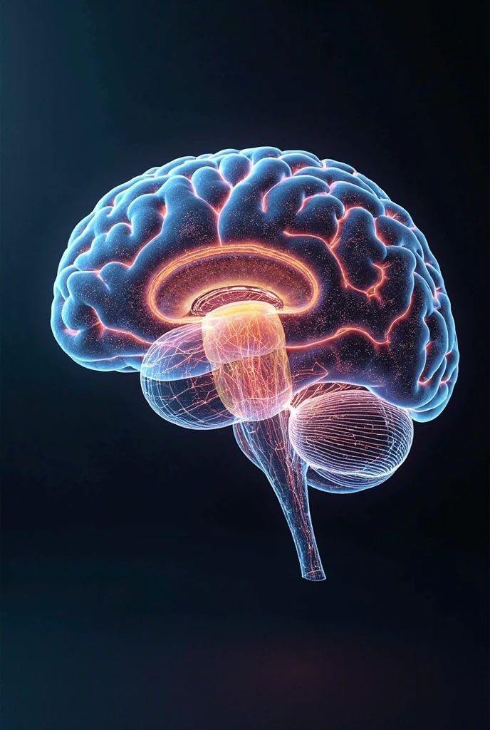 a close up of a brain with a bright blue and yellow light, neuroscience, brain visible, nootropic stimulant, human brain, neural, electronic brain, brains, grey matter and neurons, scientific depiction, brain interface, brain connected to computer, neurological marvel, cerebral corpus callosum, brain, neuro web, circuitry visible in head, by Joe Bowler
