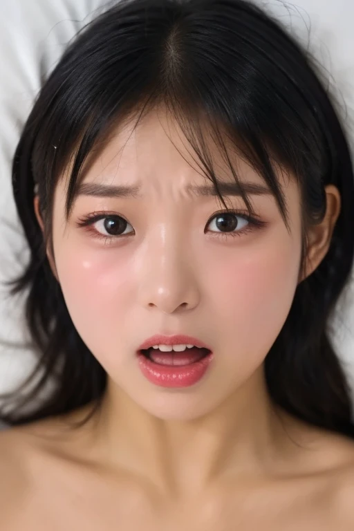 ((Highest quality, 8K, masterpiece: 1.3)),, Highly detailed face,、Focus your eyes, Nose and mouth,Face Focus, Woman with open mouth and closed eyes, Face Focusの接写、26 years old,Rino Sashihara、Realistic nostrils、Angle from below、Sweaty skin、Yogurt for glowing skinを強調する照明、Yogurt for glowing skin、Shiny skin、Big eyes、double eyelid、(My tongue is wet and shiny) ((Wet tongue)) ((Berokisu)),In a dark room,Shooting from the air、Exposed nipples、((Small breasts))、No bra、belly button、Sweaty、blush:2.0、