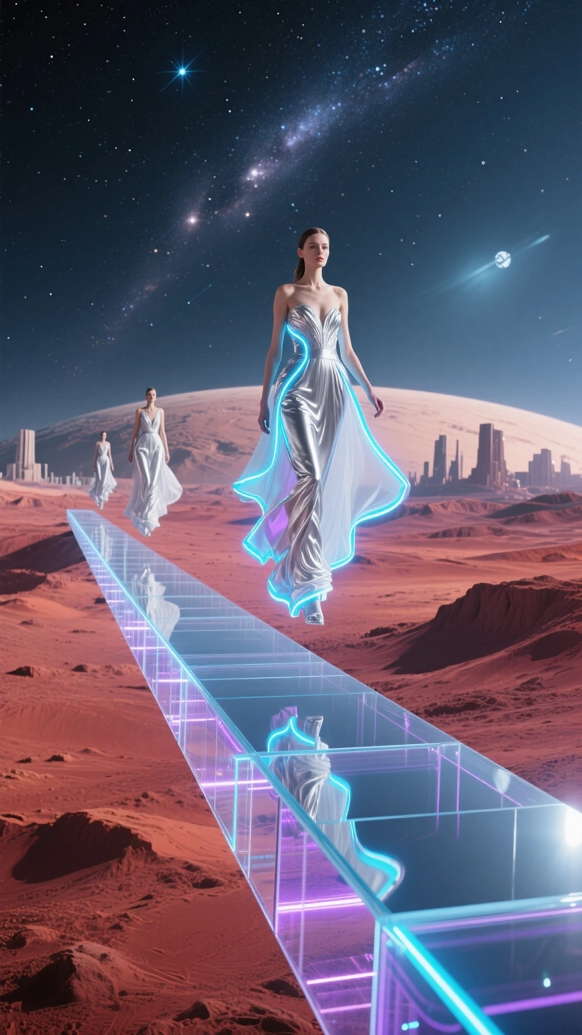 Fashion catwalk on the moon