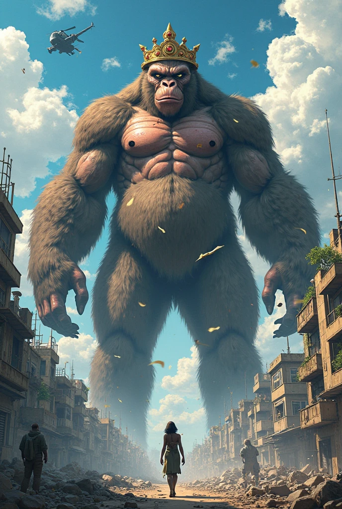 Three gorgeous women (varied height, varied weight, varied race, wearing a towel or less, crazy hairdo, crazy jewelry, tend towards fit and hourglass figure) are on their cell phones live streaming about how scared they are. A Titan (Attack on titan, a gigantic pot bellied titan man with overly big open mouth) is about to eat them. streets of tokyo
