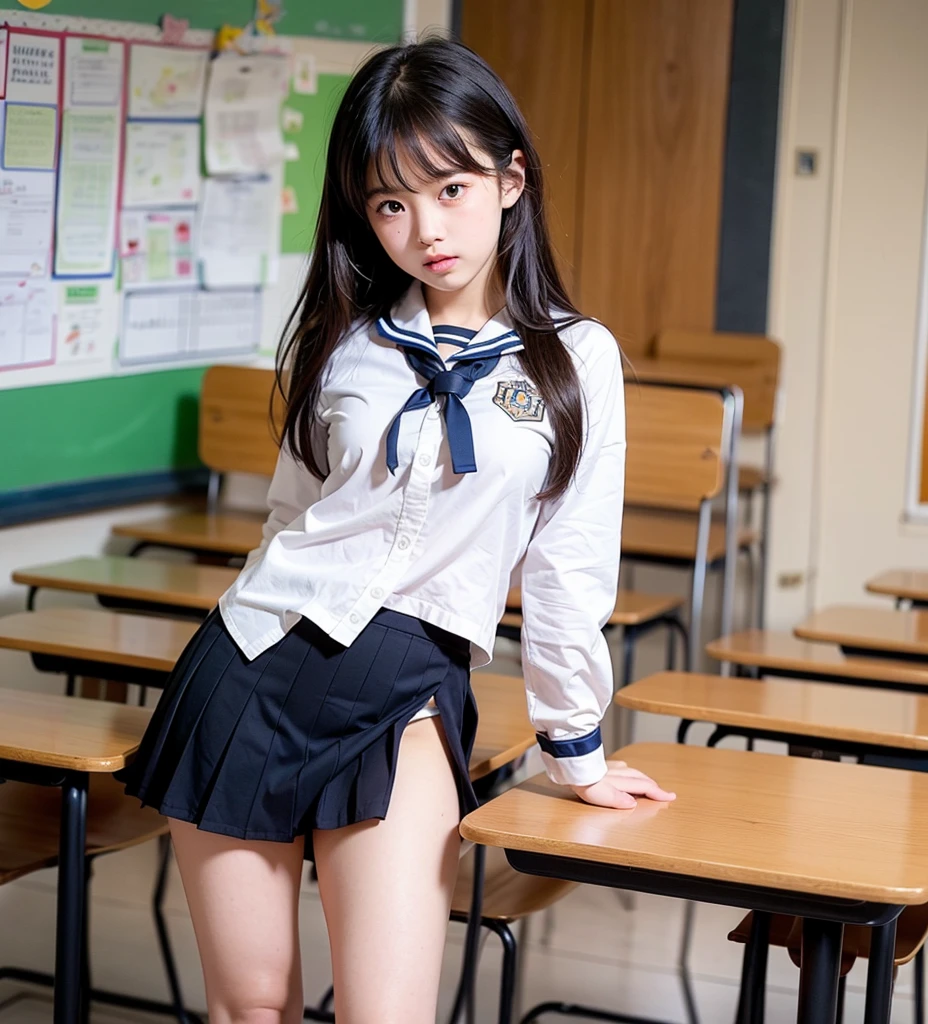 A school girl,sleeveless middy uniform