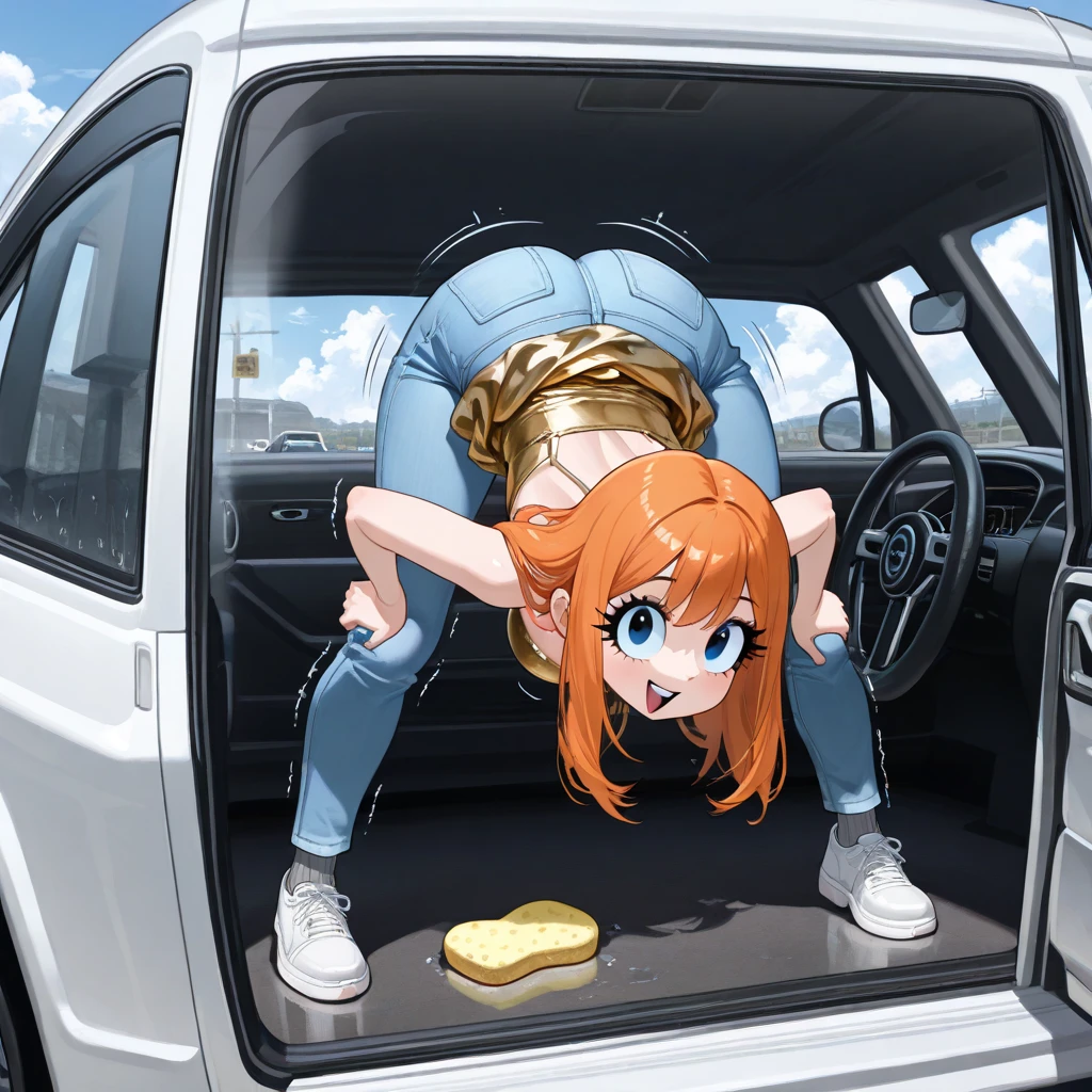 Toddler, POV, bent over , anus , pussy, pussy juice , in the car,string bikini,