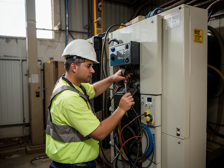 Refrigeration and air conditioning technician black man 