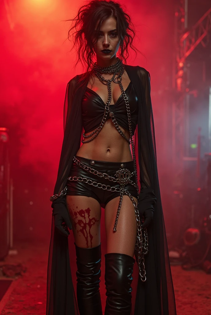 (Highest Quality, 4k, masterpiece, Amazing Details:1.1), wearing wear out circus_clothes, Shallow Depth of Field, E671, lens 50mm f/2.0, ((snake_female_anthro)), (detailed scales), pircings, tattoos, snake eyes, studded bracelet, (detailed fur), (photorealistic) ((RAW Photo)), angry, evil smile, ((gothic_circus)), skimpy
