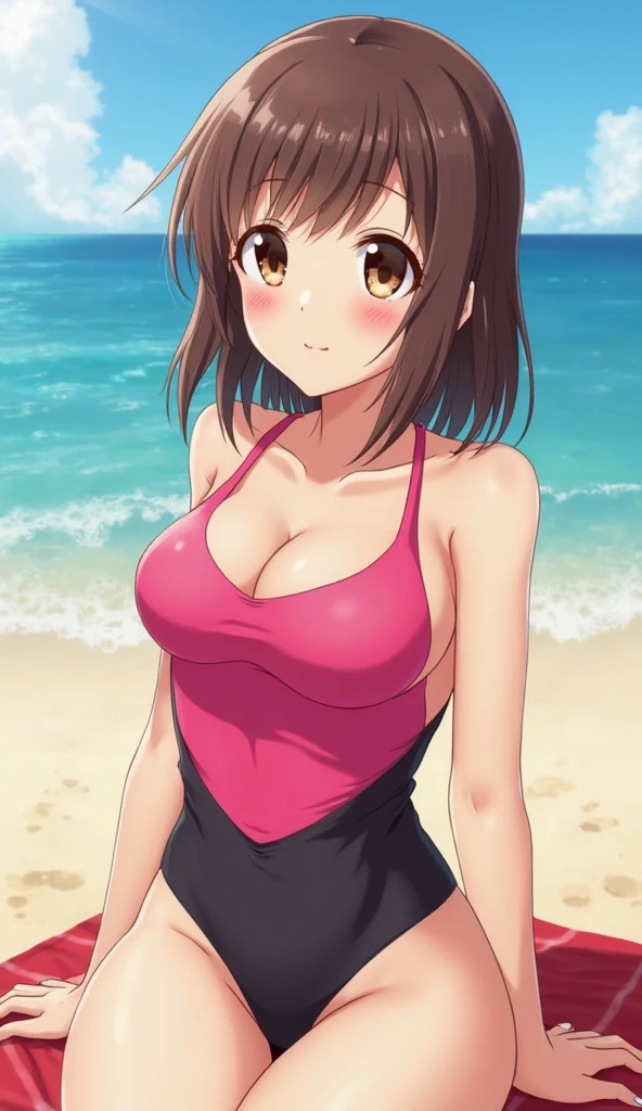 Actress Kyoko Fukada looks like Smiling face wearing a hoodie over a bikini、Earrings
