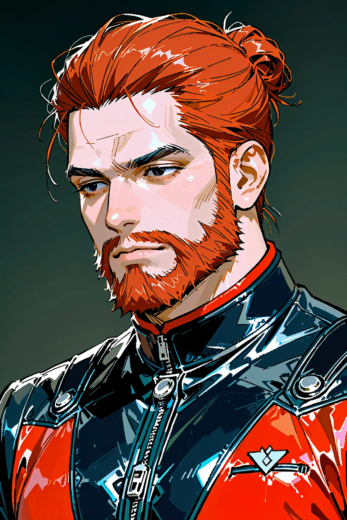 man's face, Nordic features, ancient Roman era, loose red hair, medium red beard, Celtic setting