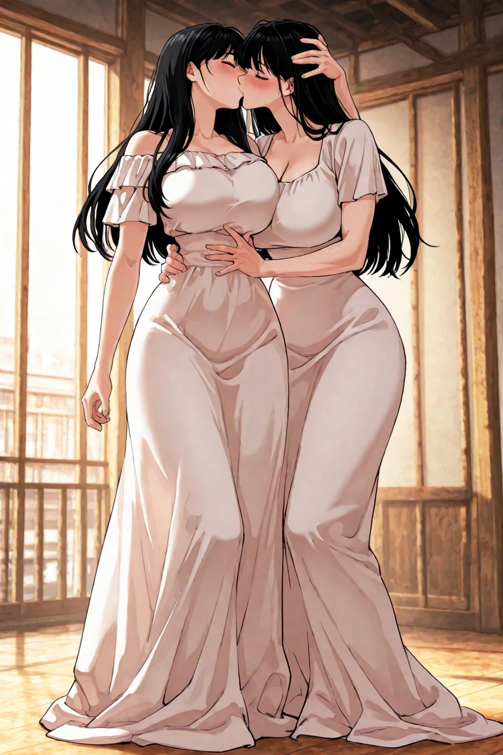 dominant fashionable college girl flirting with the viewer. (ultra-detailed,4k, 8k, high res, curvy,plus size anime girl,confident, seductive,erotic) curvy, plus size anime girl, seductive, erotic, thick thighs, thigh high tights, detailed eyes, detailed lips, alluring expression, short hair, captivating curves, seductive clothing, cleavage, flirtatious, artistic rendering, smiling/smirking, fashionable, cool clothes, pretty clothes, detailed clothing