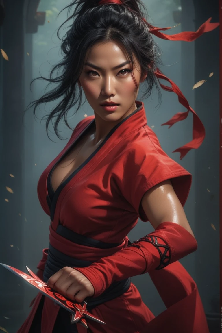 Samurai cleaning bloody katana, Artgerm