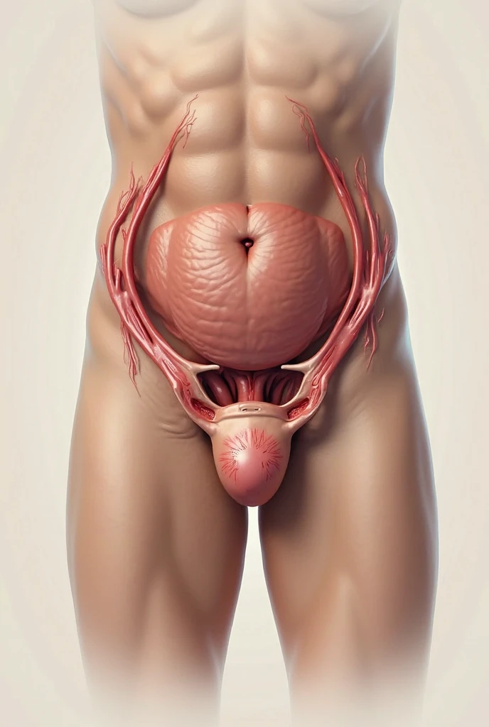 Stiff penis with contracted testicles