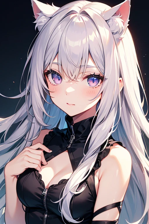 White-haired loli，Handsome, Fair skin, Silver-white eyes, White wolf ears，In the forest of movie lights, Dark and low light. Wear a white bondage suit,  Her skin is fair, Her face is exquisite and flawless, tmasterpiece, Art of the highest quality. This image is a very detailed 8K CG wallpaper, Featuring artistic cinematic lighting and cinematic tones with neutral filters.