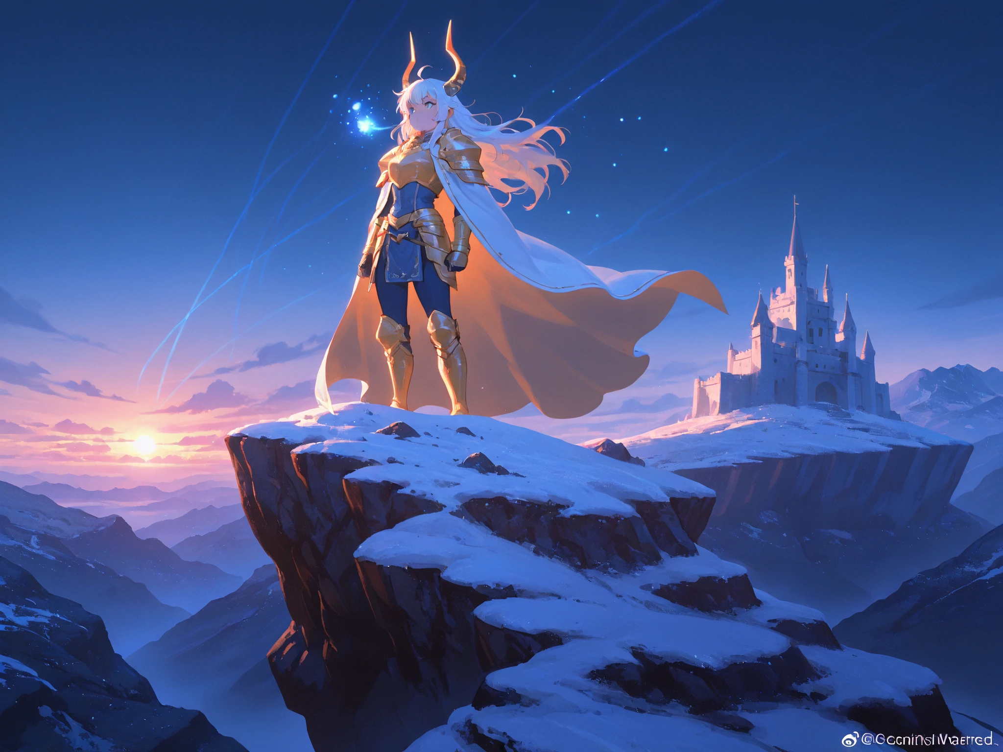 rear angle, highly detailed color photo, rear angle, full body,close, close, of (female elf, wearing gold and silver costume, clouse-up, neon blue halo, face shield, neon blue light eyes), outdoors, (looking at advanced alien structure, in middle-earth), toned body, big ass, (fantasy), (mountains: 1.1), (lush green vegetation), (3 moons in the sky:  0.8), (highly detailed, hyperdetailed, intricate), ((TIME DAY)), (lens flare:0.7), (bloom:0.7), particle effects, raytracing, diffuse cinematic lighting