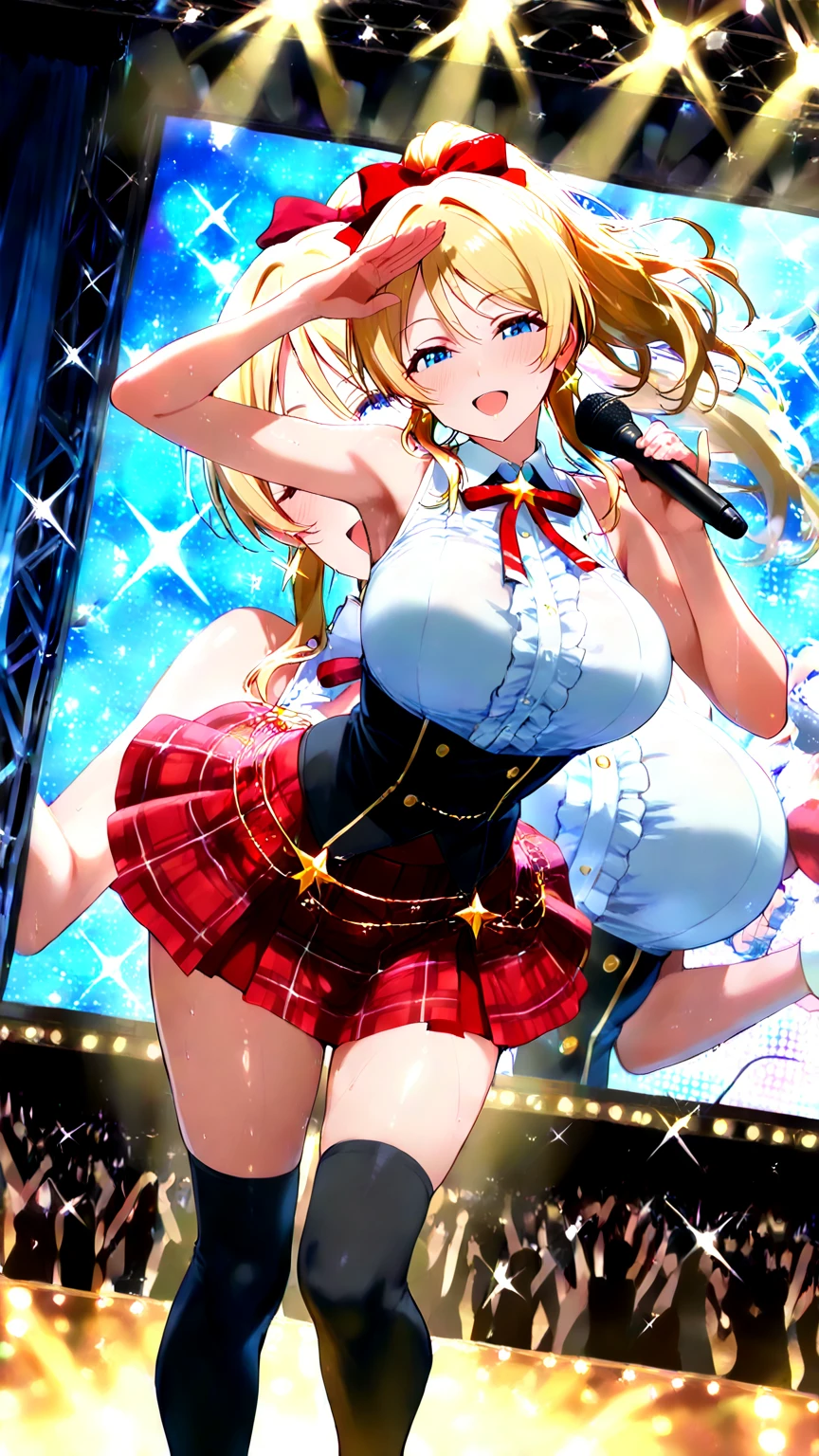 (Masterpiece、Highest quality、Very detailed、4K)、One Woman、Super short skirt、Panties、Idol、((Feels good))、((Transcendent))