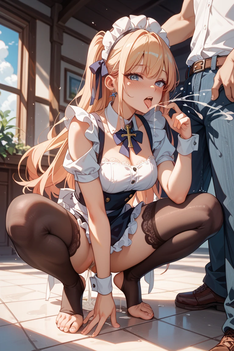 (8k, masterpiece, highest quality, super detailed, professional lighting),2 men,big penis,(1 boy and 1 girl are having sex:1.5),Cowgirl, squat, spread your legs,1 girl,(beautiful girl) ,(ecstasy:1.3) ,(Last:1.2),(Vulgarity:1.3),(so stupid:1.1),(vapor:1.1),(Wet:0.8),(trembling:0.8),(tears:0.7) ,(drooling:0.6),(Sweat:0.8),big breasts,blonde and blue ((striped hair)), highlight hair , we say,(spoken heart:1.3), people, crowd,NSFW,(waitress:1.5),night,pussy juice,stage
