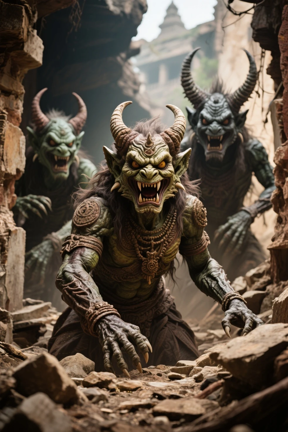 (3D rendering:3.1) in (medium full shot:3.1) of lot of characters from (metal hurlant magazine:3.1), inspired by Wayne Barlowe and Greg Rutkowski art, barbarian warriors in battles against space creatures, monsters, daemons, aliens, mutant, with explosions, smoke and fire (with Creepy, Sci-Fi, Fantasy and Horror:2.9), directed by Ridley Scott (Cinematic:3.1), horror movie, horrified, terrified, insane, disgusting, disturbing, Impactful, cgsociety, hyper-detailed, digital illusions, cyberspace, photorealistic, arts visuals. Ultra detailed, RAW photo, artstation style, concept art, (masterpiece:2.9), 8k, realistic textures, (3D rendering:3.1)