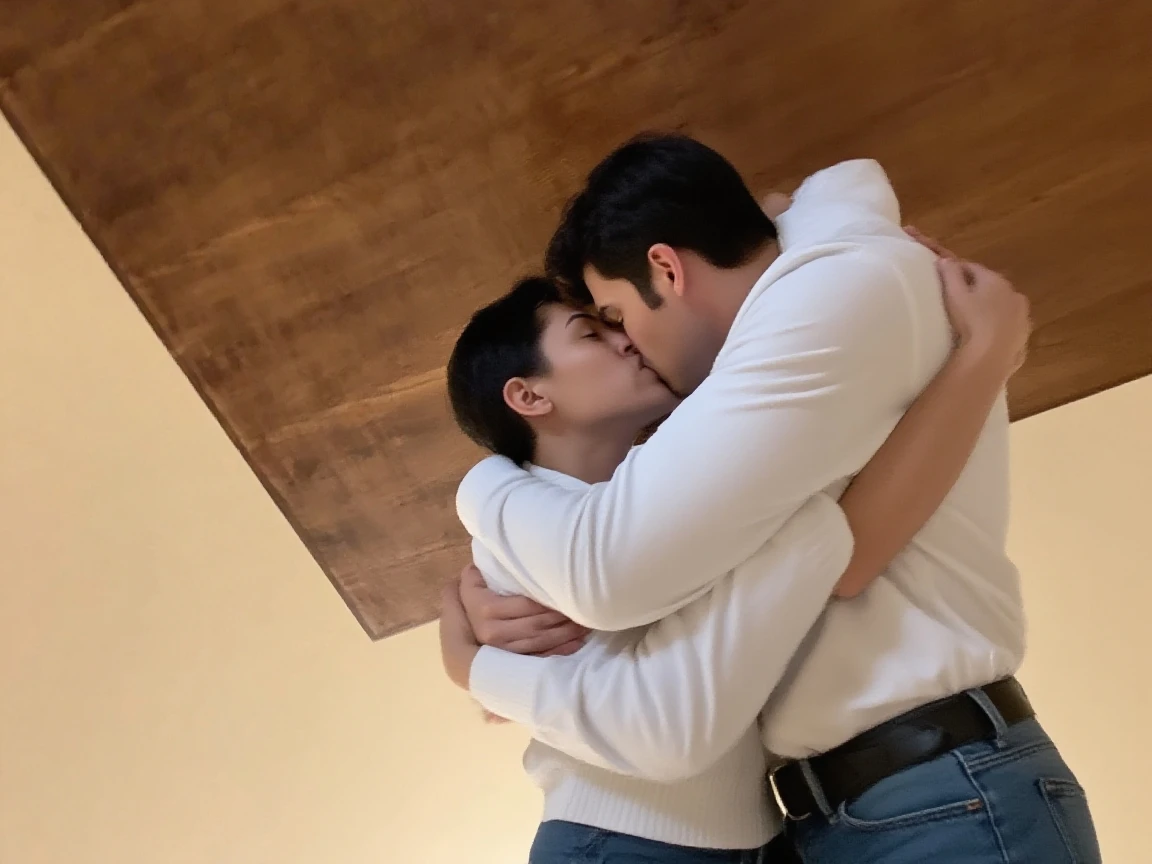 Claustrophobic,The stairwell of the building,Cement steps,Dim white light,Tall boys and short girls,kisses
