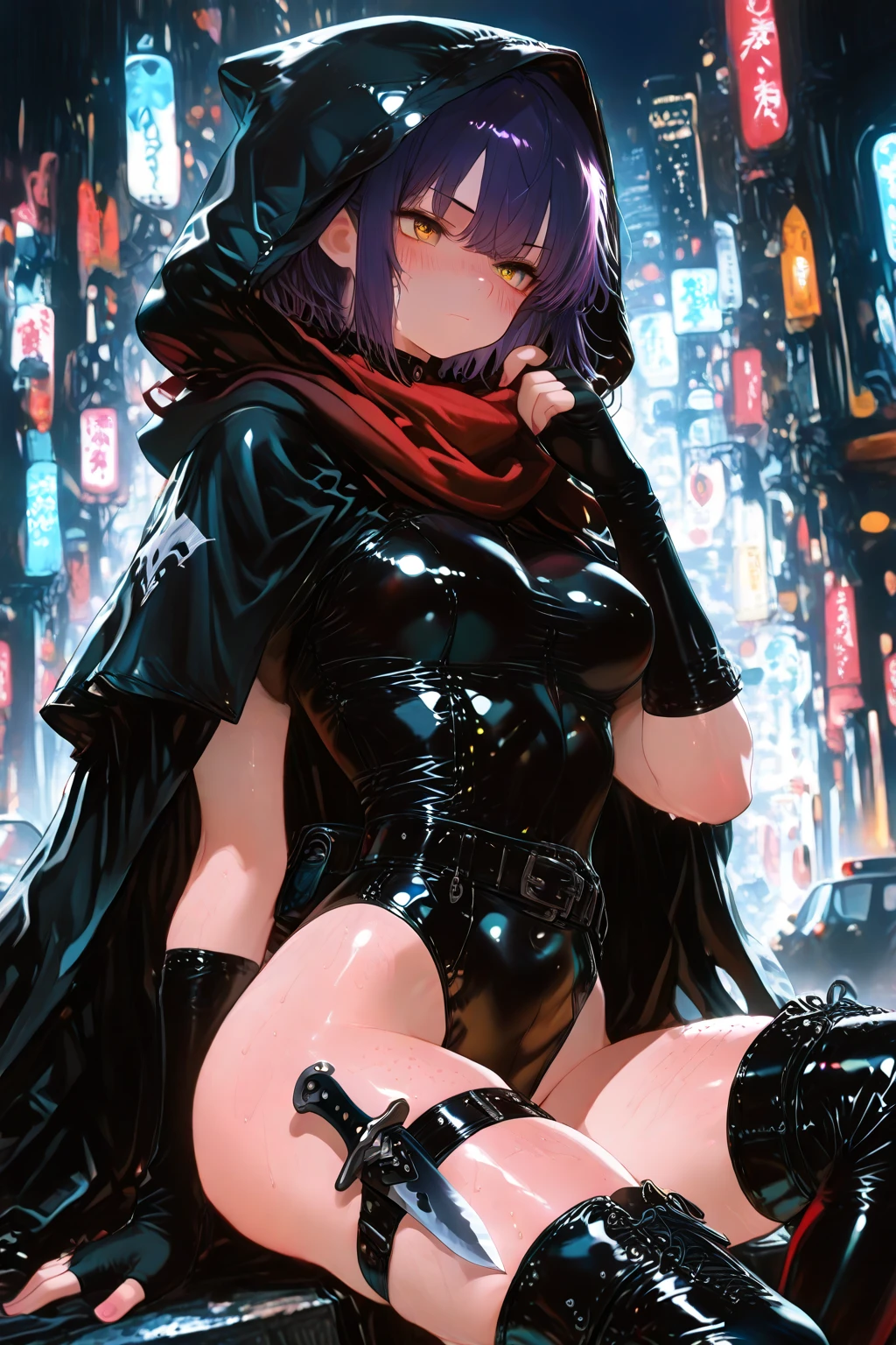 1 girl masturbating in center of abandoned room, wearing eyeglasses, destroyed city on background, apocalypse, apocalyptic city on background, skyscrapers, wet skin, wet pussy, sweaty skin, wet body, NSFW, orgasm face, ahegao, pussy masturbation, one hand covering breasts, fully naked, nude, sunset, sunset on background, warm light, pubic hair, Best quality, 8K, A high resolution, anatomically correct, masterpiece, ((((near viewer)))).