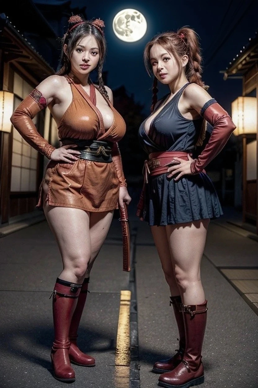 Beautiful woman detailed defined body using Skimpy leather armor with a sabre on the hand , medium breasts, (visible ) , dark blue hair with red highlights, dark red lipstick, green eyes, Nipple transparent trought costume