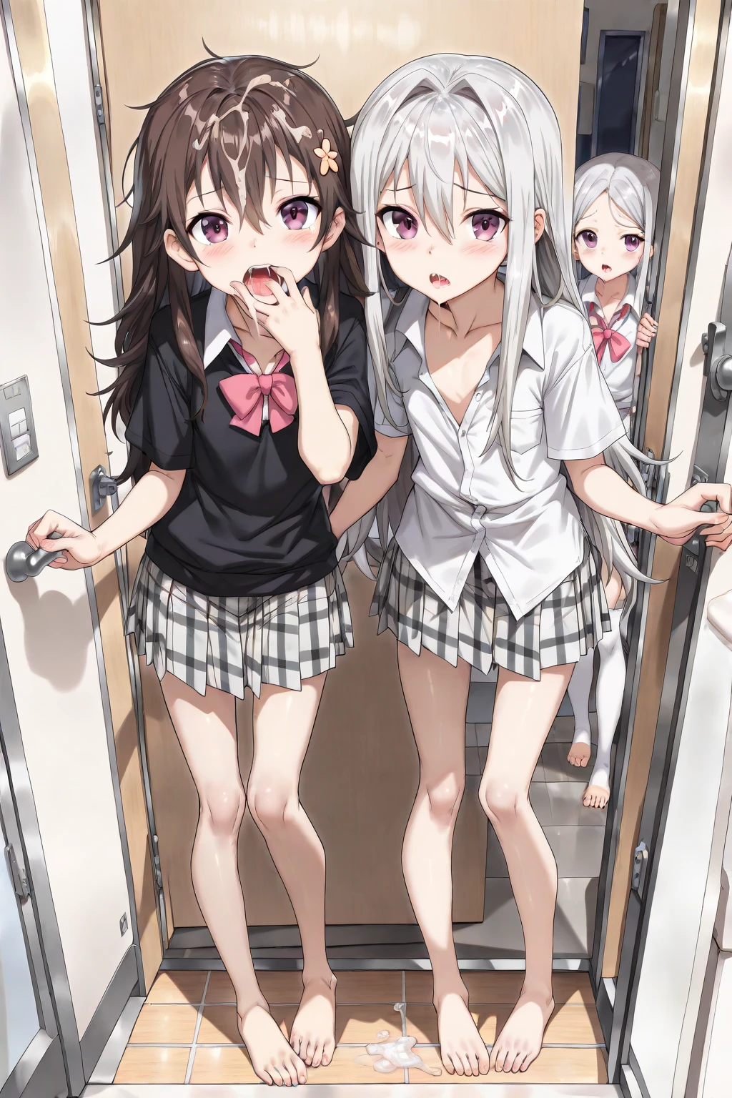 nsfw,ahegao,double peace,3boys,1girl,multiple boys,nude,vaginal sex,????????,???
